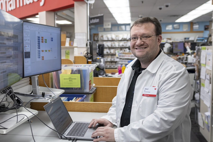 Daryl Fahrner works on his computer