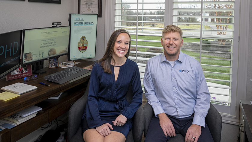 Jessica and Jesse Schaetzel Co-Founders of PHD at their home office.