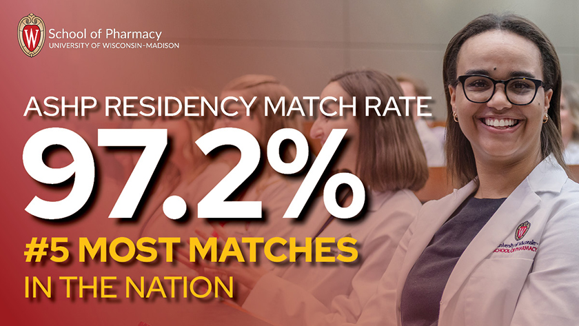 Graphic reading ASHP Residency Match Rate 97.2%, #5 most matches in the nation