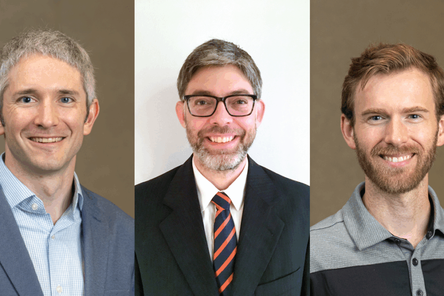 Daniel Ricci (MS '18), 2025 Larry Boh Preceptor Excellence Awardee, and Nicholas Zetes (PharmD '10) and Jeremy Barnes, recipients of the 2025 Sustained Preceptor Excellence Awards.