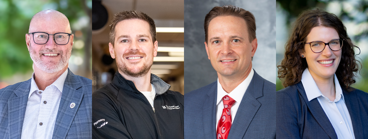 Steve Rough (BS ’91, MS ’94), chairman of Visante; Nate Menninga (PharmD ’17), pharmacy informatics program manager at the William S. Middleton Memorial Veterans Hospital; Jack Temple (MS ’06), vice president of pharmacy services at UW Health; and Paula Voorheis, assistant professor of pharmacy at the UW–Madison School of Pharmacy.