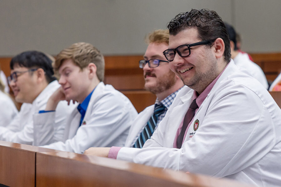 PharmD student Joey Jimenez (right) and classmates.