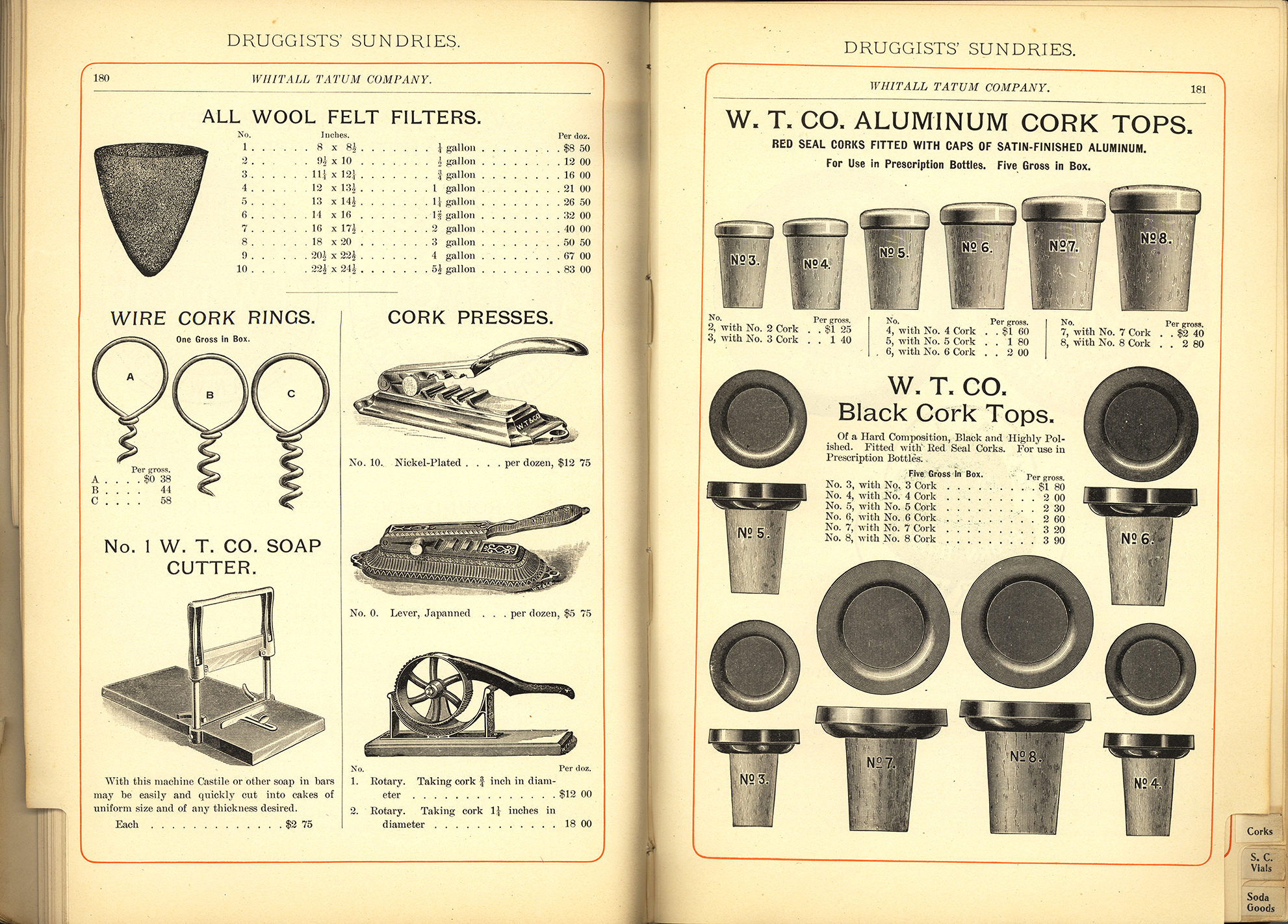 An old scan of a Whitall Tatum publication featuring corks
